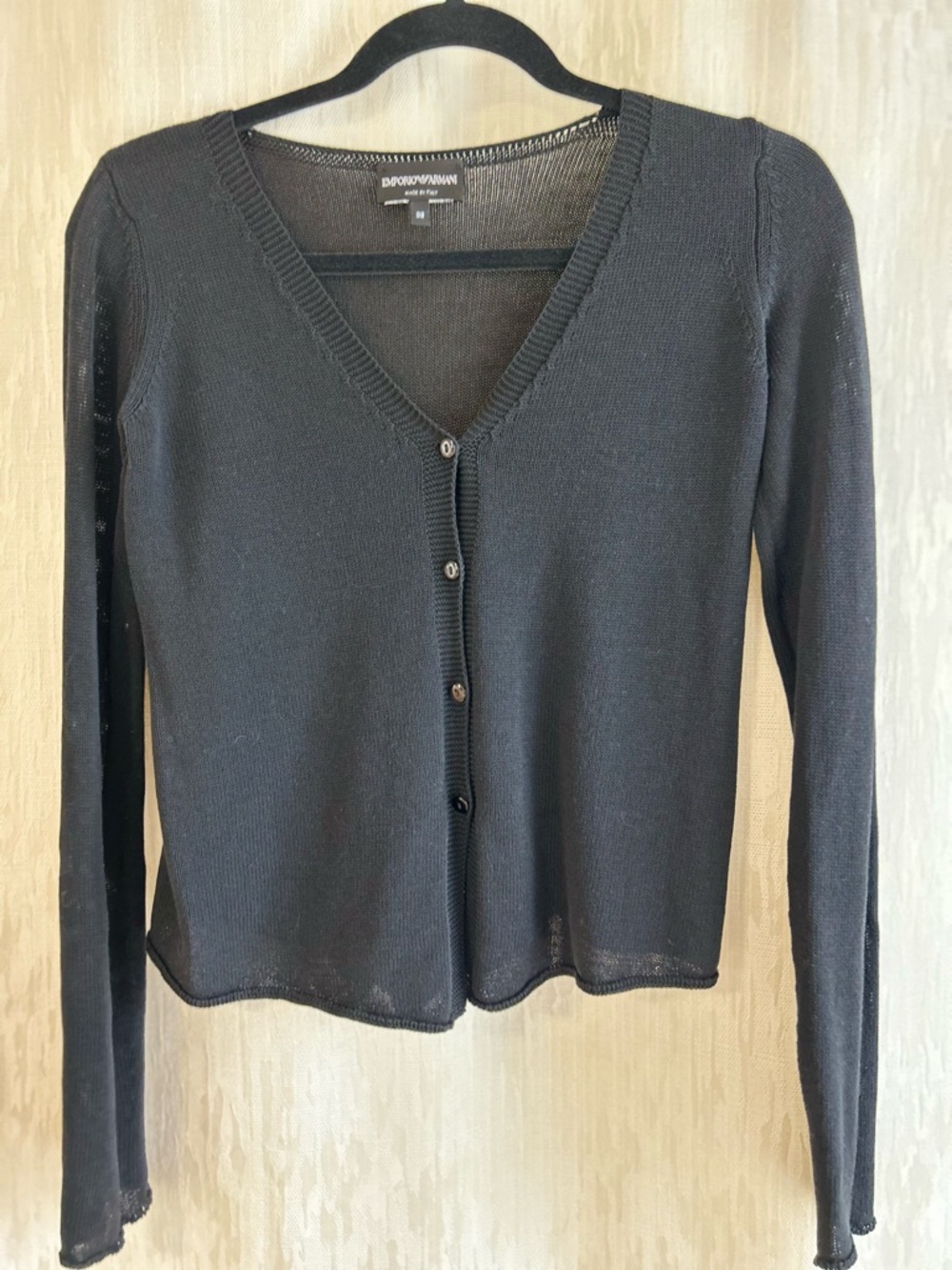 Emporio Armani Black Long-Sleeve V-Neck Knit  cardigan size S
